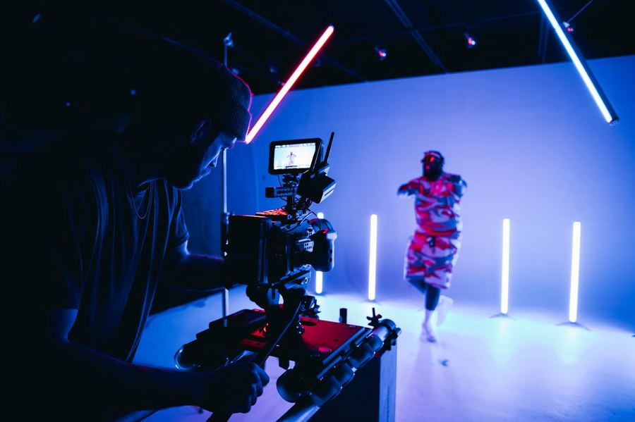 Video shoot on set